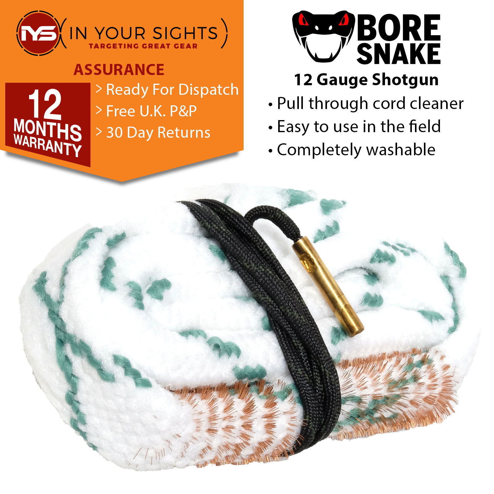 Bore Snake 12 Gauge shotgun barrel cleaner cleaning kit rope 12GA