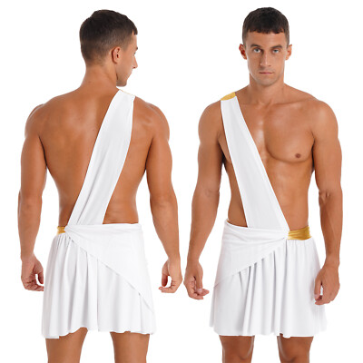 Mens Halloween Ancient Greek God Toga Costumes Roman Senator Cospaly Outfits 