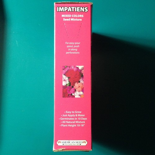 Impatiens Mixed Colors Seed Mixture 2oz each 25sq ft by American Seed 2 boxes