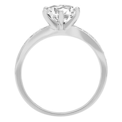 Pre-owned Pucci 1.96 Round Cut Moissanite Classic Bridal Statement Designer Ring 14k White Gold In White/colorless