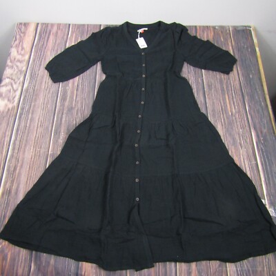 Marine Layer NEW NWT Womens XS Black Willow Doublecloth Midi Dress