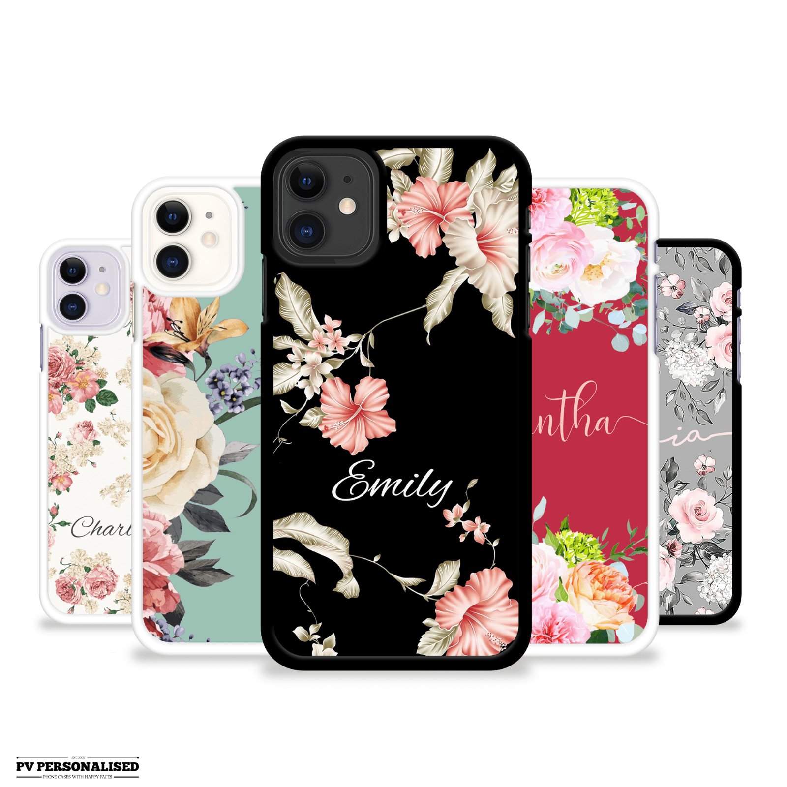 Personalised Phone Case Name Initials Floral Cover For iPhone 12 11 13 Xr Gift