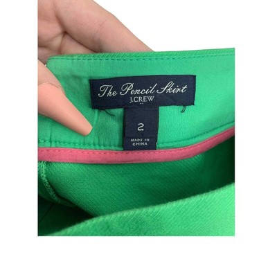 J Crew The Pencil Skirt Green Knee Length Skirt Career Business Casual Sz 2