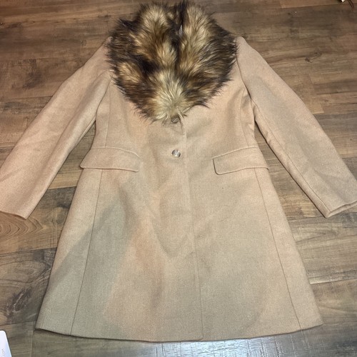 ☆ご予約品　 試着のみ 新品 ハウント FAUX FUR COAT ZARA REMOVABLE FAUX FUR COLLAR COAT TAUPE BROWN 2179 SIZE
