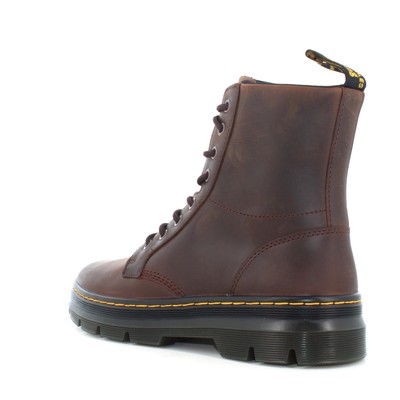 Pre-owned Dr. Martens A23us Men's Ankle Boots 26006207 Combs Leather Crazy Horse In Brown