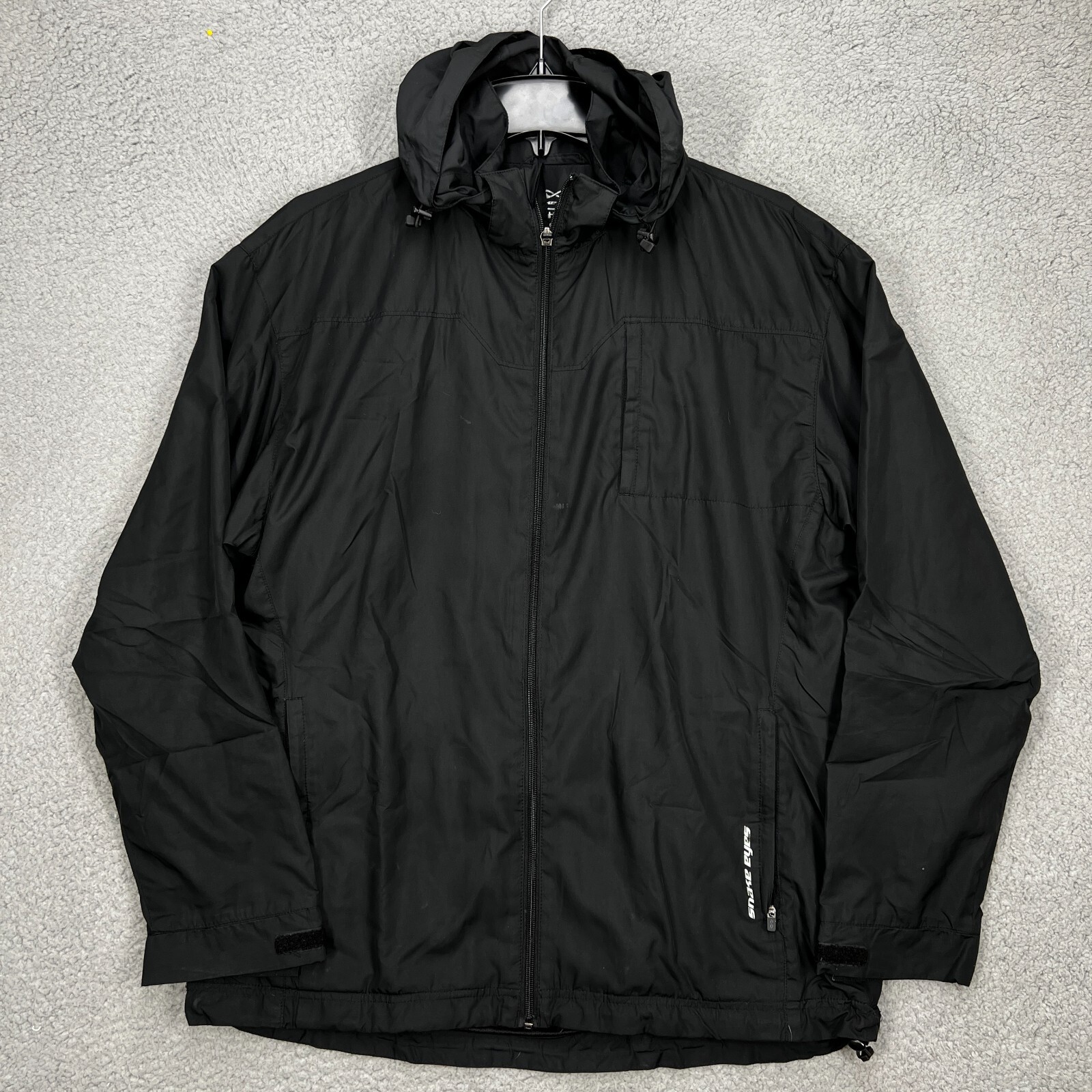 Snake Eyes Windbreaker Jacket Mens Large Black Weather-18 Full Zip Packable FLAW