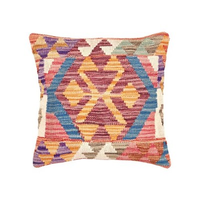 NavaRugs Kelim Kissen 46x45cm Afghan Handgewebt Wolle Kissenbezug Kilim Pillow