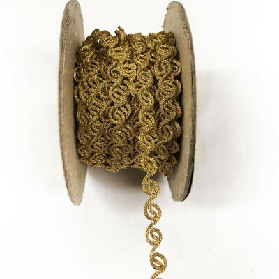 Perial Co Gold Metallic Trim Braided look like Antique Vintage Sold by the Yard