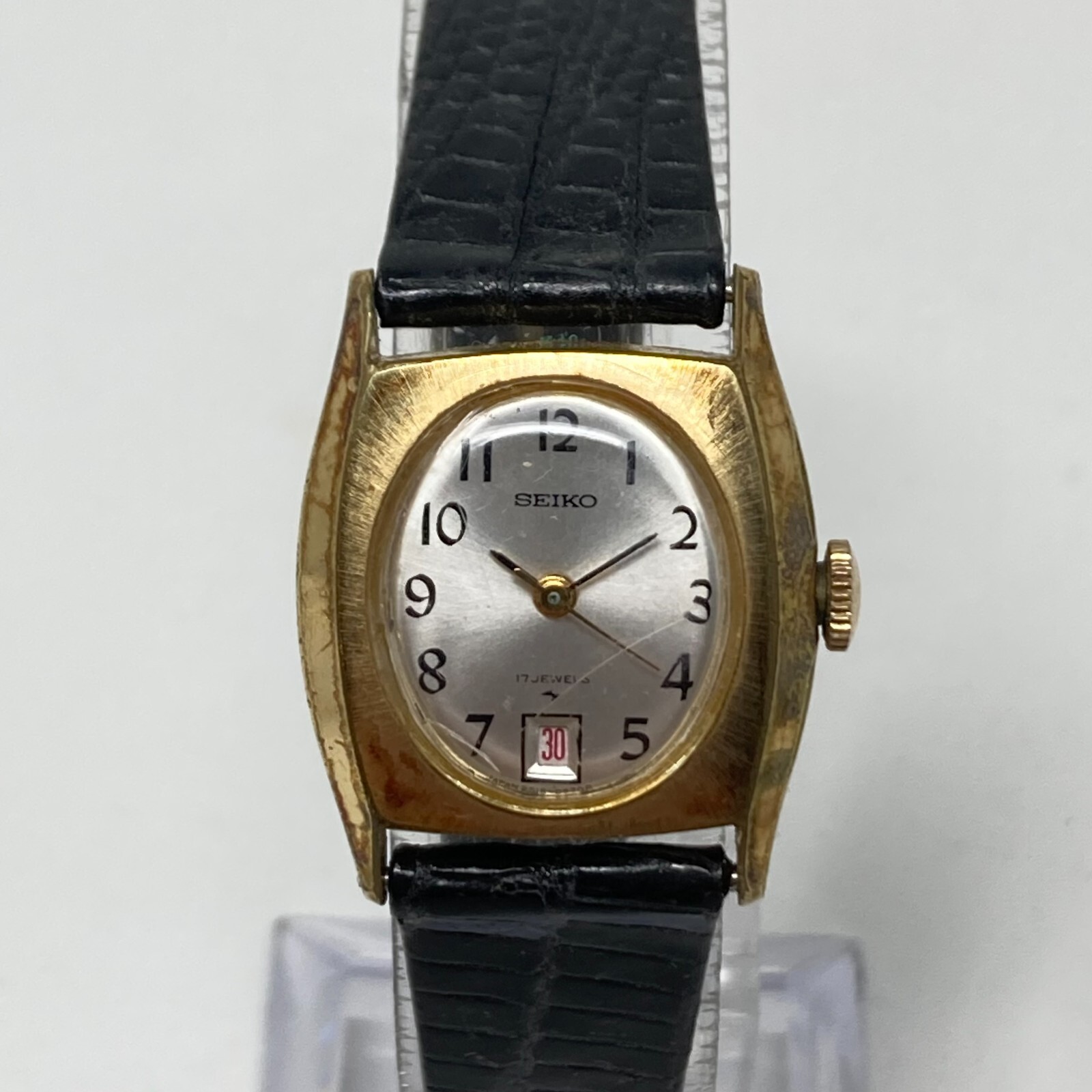 Vtg Seiko Watch Women 21mm Gold Tone Date 2518-7089 RUNS