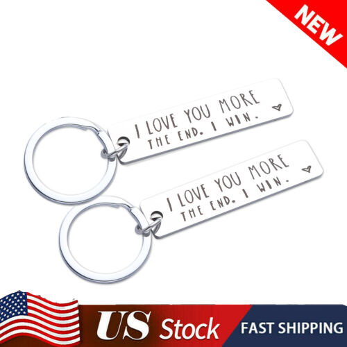 1/2 Pcs "I Love You More The End I Win" Couple Simple Keychain Lovers Xmas Gift 