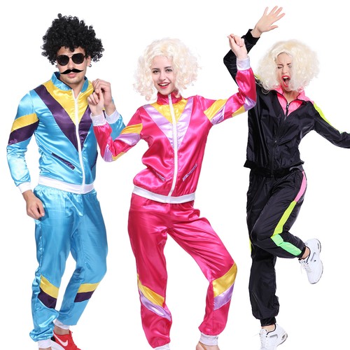 80-er Jahre Kleidung Damen Herren-Kostüm Assi Proll Joggingjacke Jogginghose