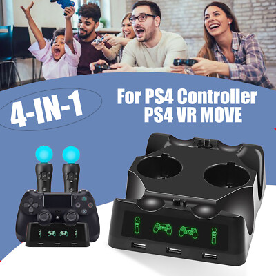 4in1 Controller Charger Dock Quick Charging Station Stand For PS4 / MOVE /PS4 VR