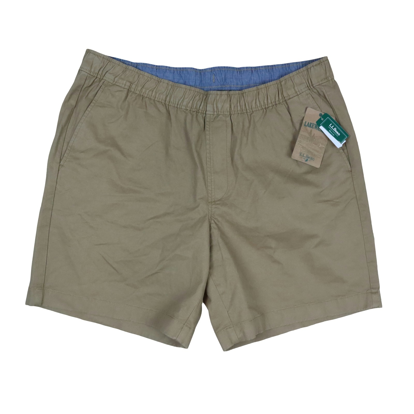 L.L. Bean Chino Shorts Khaki Elastic Drawstring Waist Men's XL