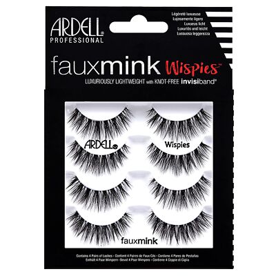 Ardell False Lashes Faux Mink Wispies Eyelashes, 1 pk x 4 pairs
