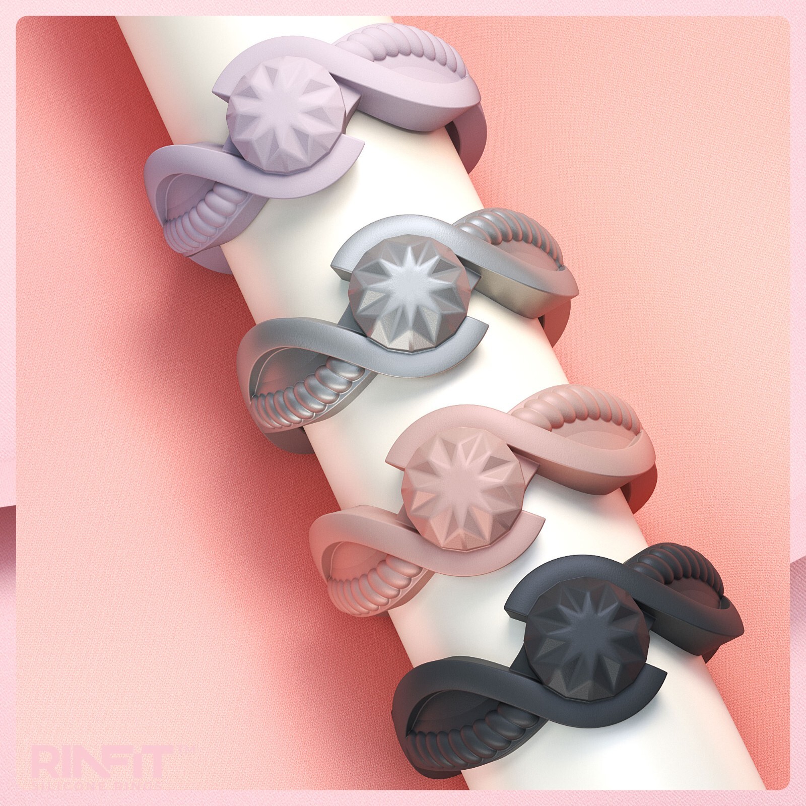 Rinfit Silicone Rings for Women - Round Shape with 4 Stackable Rubber Rings