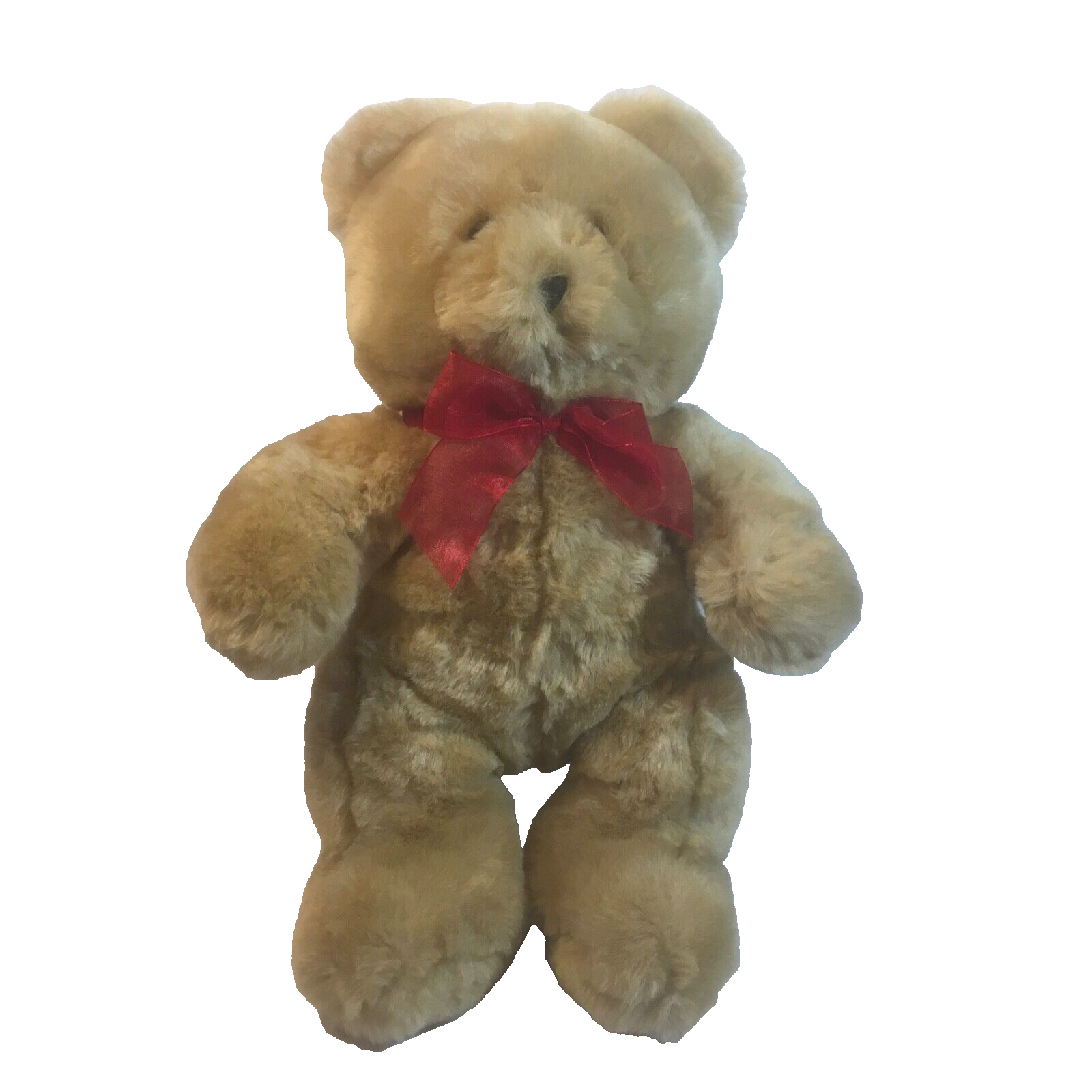 Plush Brown Teddy Bear 12” Michaels Store 2004 Super Soft with Red Bow