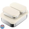 Leak proof Stainless Steel Lunch Box Containers, Stainless Steel Bento Box , Metal Lunch Box Container , Sandwich and snack storage, Meal prep, Korean style,Small Vanilla ( 1 x 27oz + 2 x 6.5 OZ )
