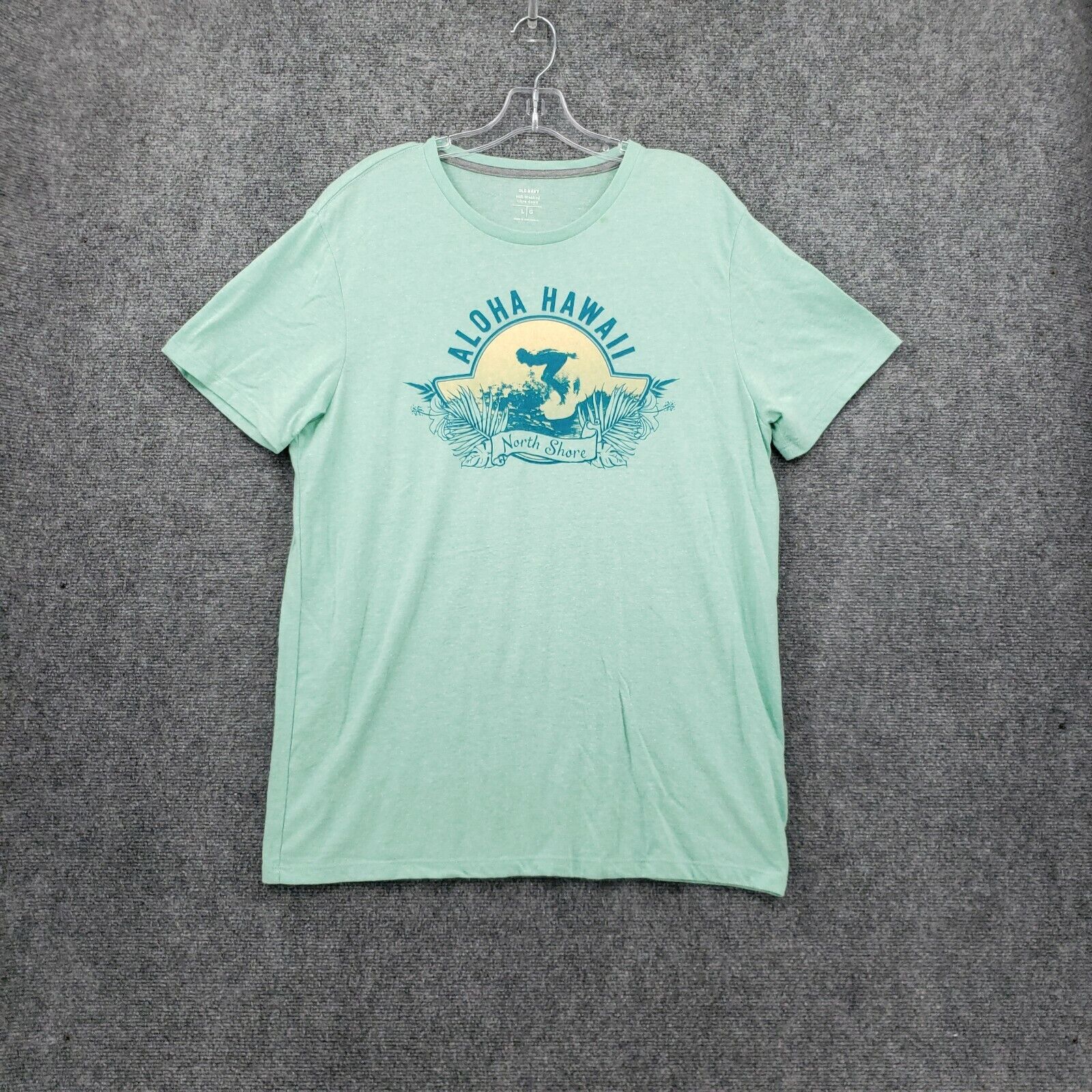 Old Navy T-Shirt Mens L Large Green Soft-Washed Aloha Hawaii Old Navy T-Shirt Mens L Large Green Soft-Washed Aloha Hawaii