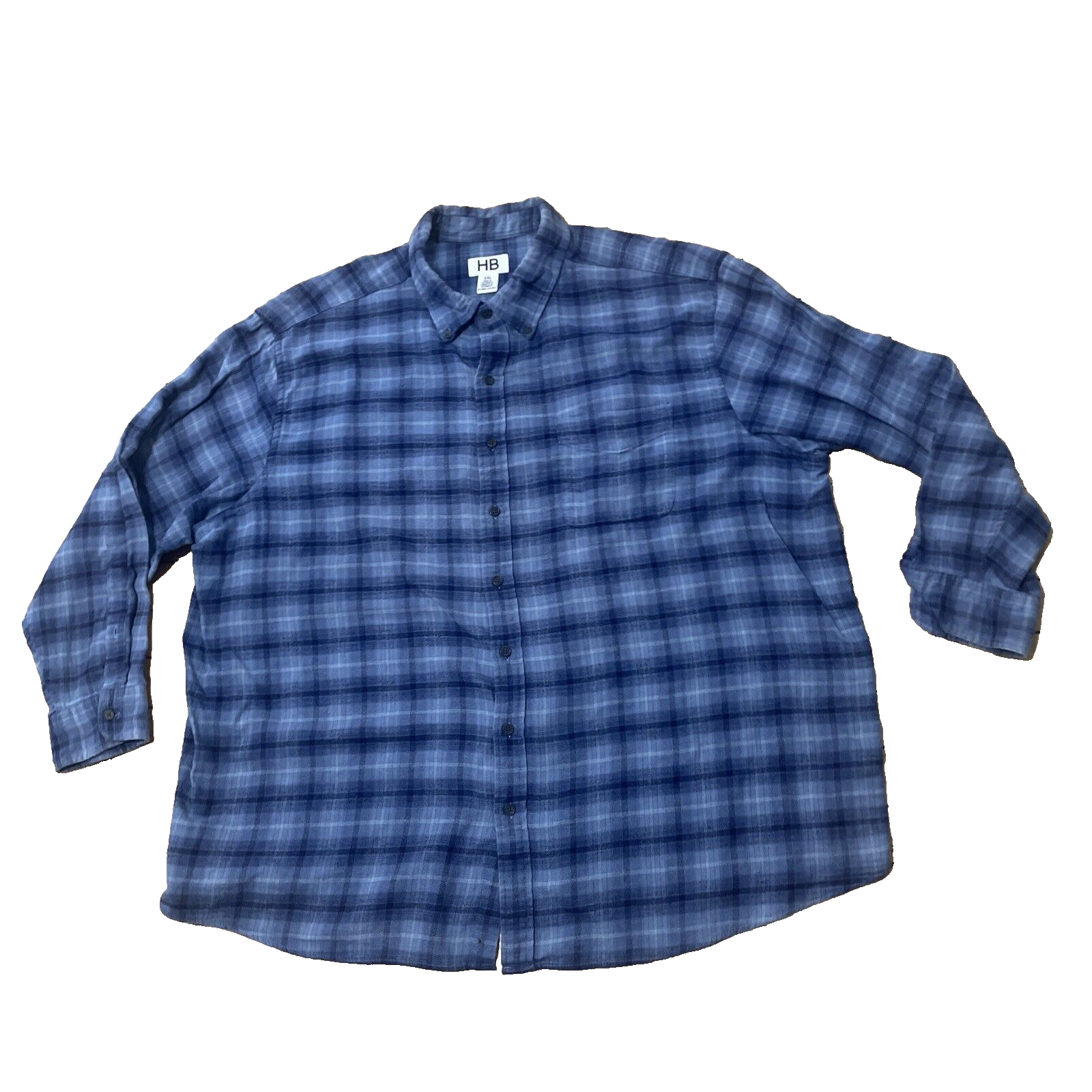 HB Flannel Shirt Men 3XL Blue Gray Plaid Outdoor OverShirt HB Flannel Shirt Men 3XL Blue Gray Plaid Outdoor OverShirt