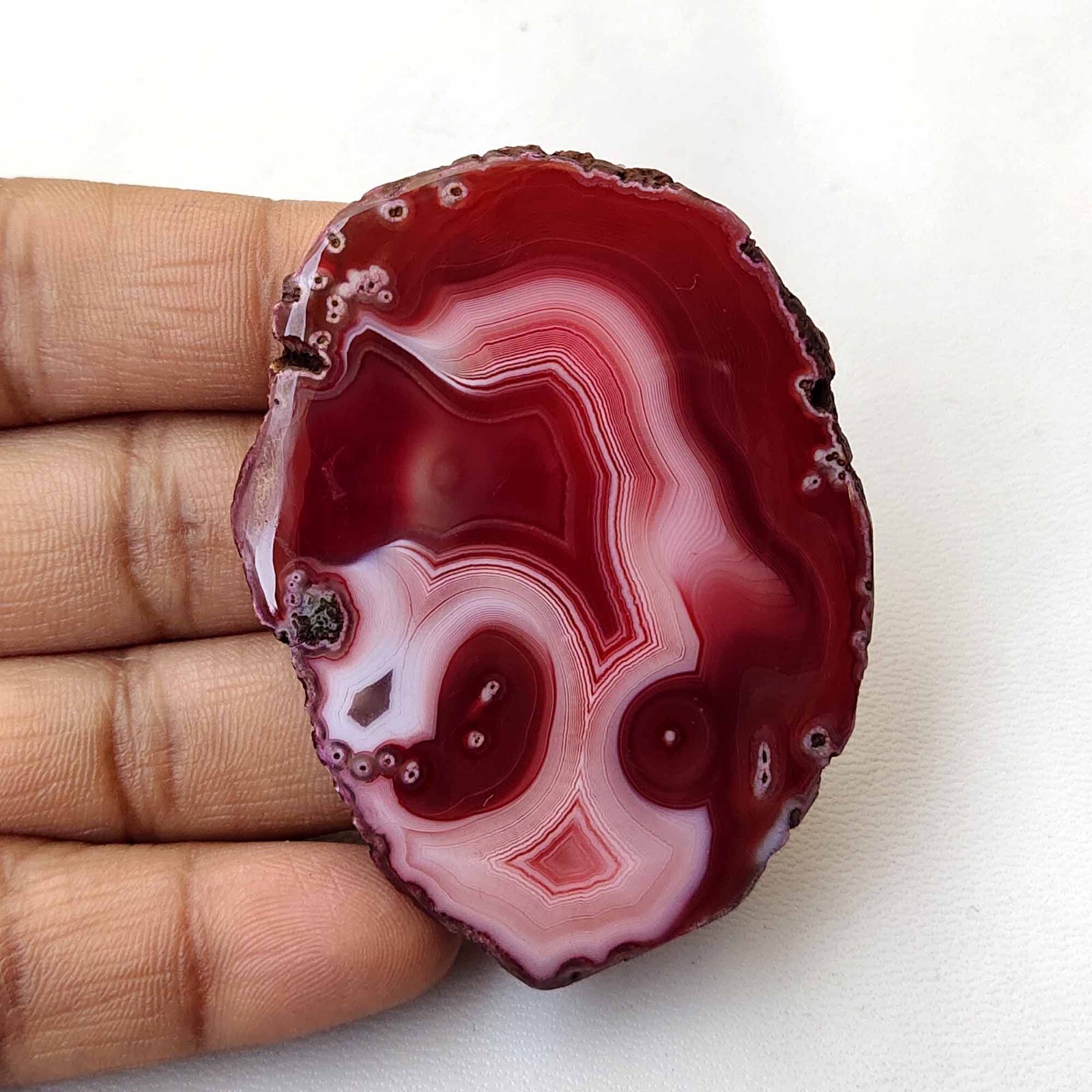 Druzy Agate 　原石　赤箱付き　最終値下げ Red Agate Slice Druzy Cabochon Unique Natural Geode Gemstone