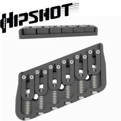 USA Hipshot 6 String Multi-Scale Fixed Guitar Bridge 21° Angle .125'' Floor BLACK