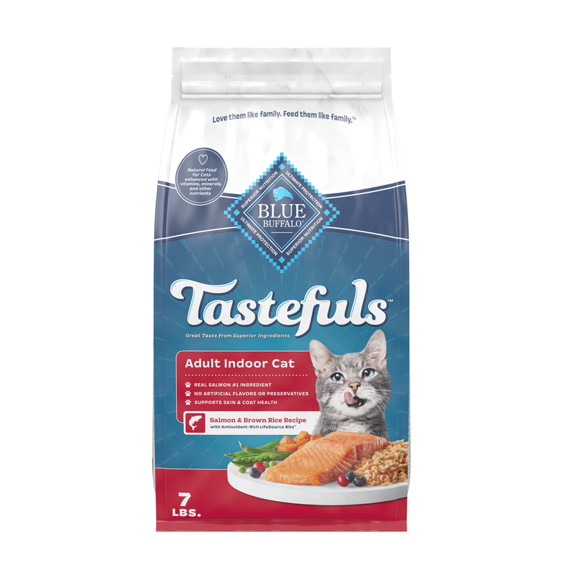 Tastefuls Adult Dry Cat Food for Indoor Cats, Salmon Recipe, 7-Lb.