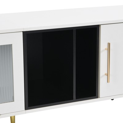 Stylish TV Stand with Gold Handles & Legs, Two-tone Media Console Up to 80"