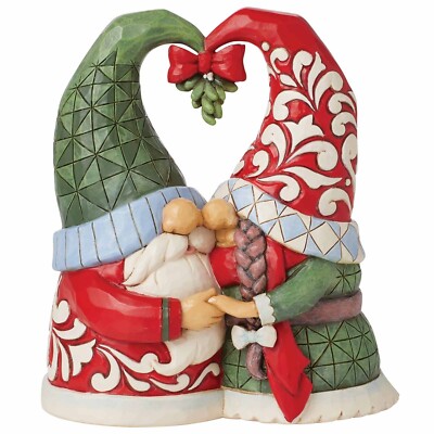 Jim Shore Heartwood Creek Gnomes Mistletoe Couple 6-inch Figurine Christmas