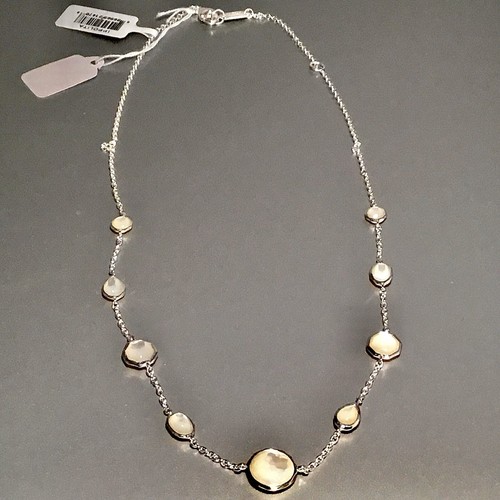 Pre-owned Rock Candy Ippolita Sterling Silver  Mop Station Necklace In White