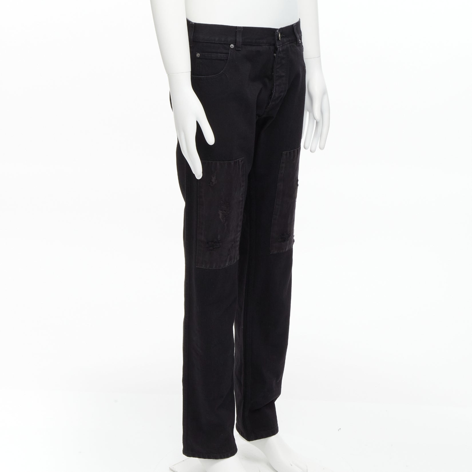 CALVIN KLEIN 205W39NYC Raf Simons black distressed satin CALVIN KLEIN 205W39NYC Raf Simons black distressed satin