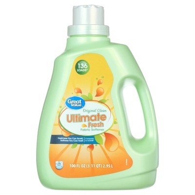 Great Value Ultimate Fresh Fabric Softener, Original Clean, 100 fl oz, 136 Loads