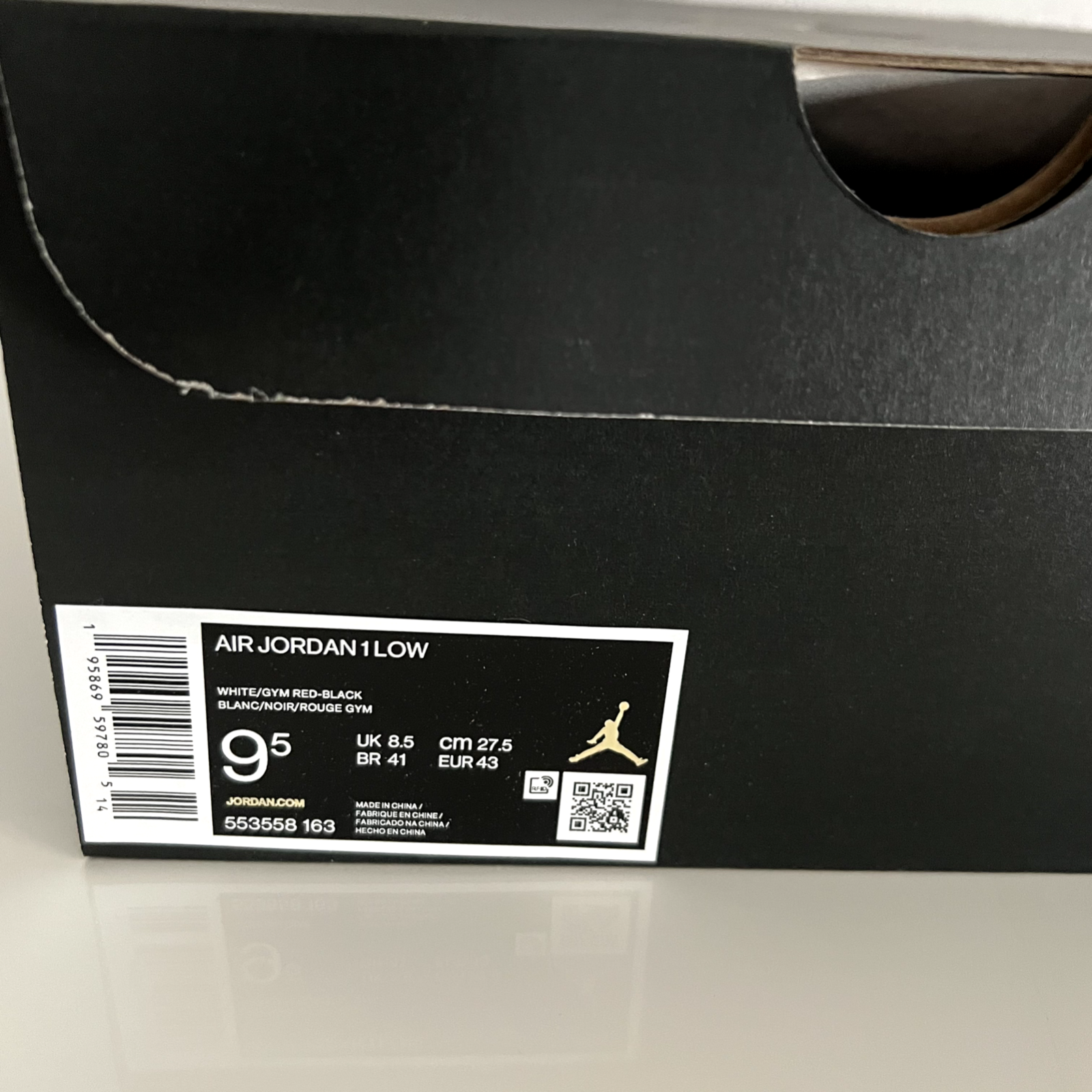 JORDAN NIKE AIR JORDAN 1 LOW BULLS WHITE/GYM RED-BLACK GR. 43 US9.5 SNEAKER NEU IN OVP