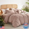 Wake In Cloud - Cotton Duvet Cover Set, Queen Size, Dusty Rose Pink, 100% Washed Cotton, Linen Like Textured, Breathable Percale Durable Comfy Farmhouse Neutral Bedding Set, 3 Pieces