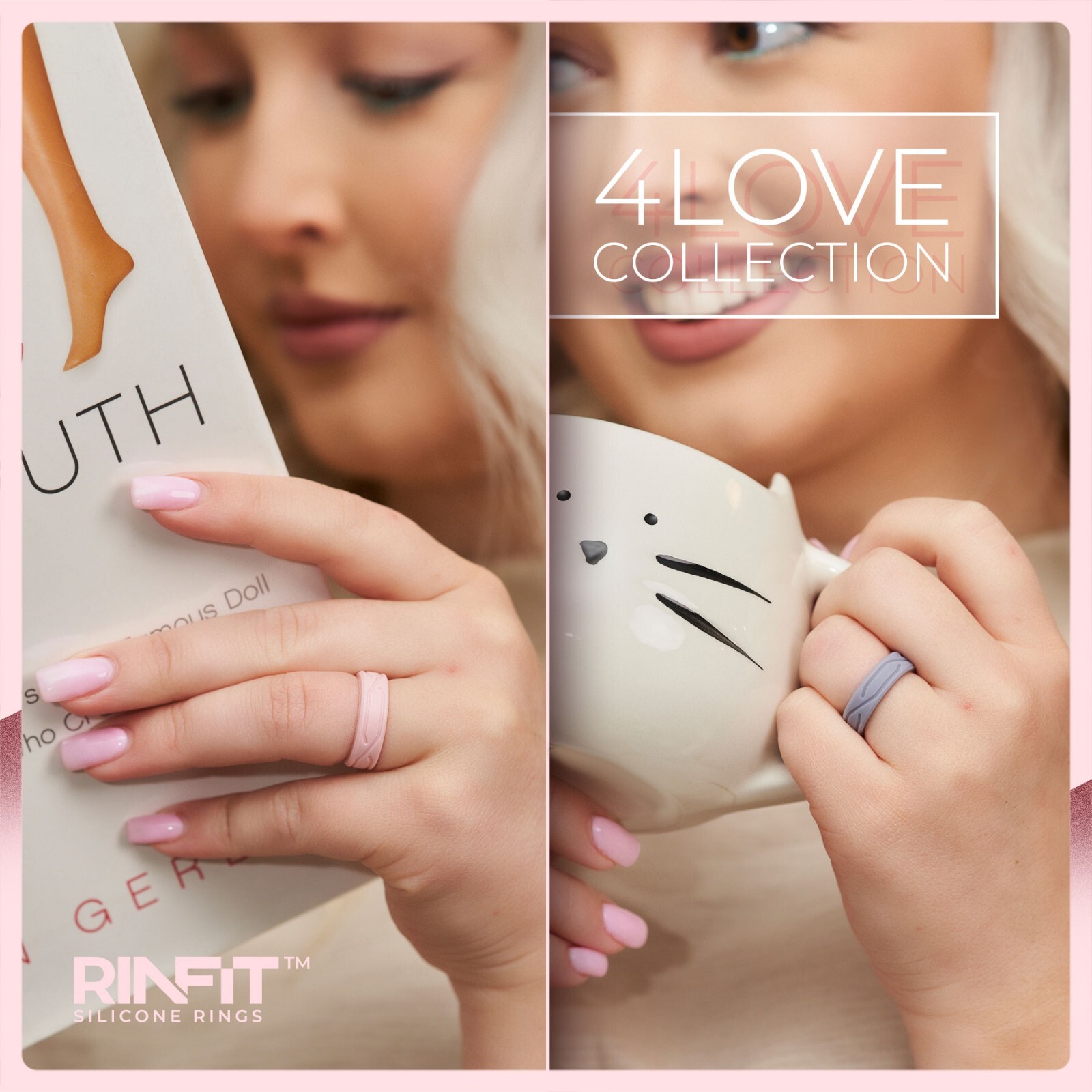 Women Silicone Wedding Rings | Band – 5 Rings pack - 4 LOVE Collection by Rinfit