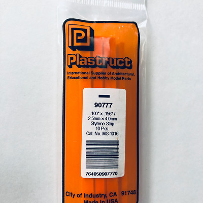 Plastruct 90777 Styrene Rectangle Strip 0.100''x 5/32''x 10'' (10)