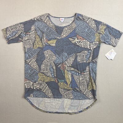 Lularoe Womens NWT NEW XL Multicolor 90's Funky Pattern Irma Tunic Short Sleeve