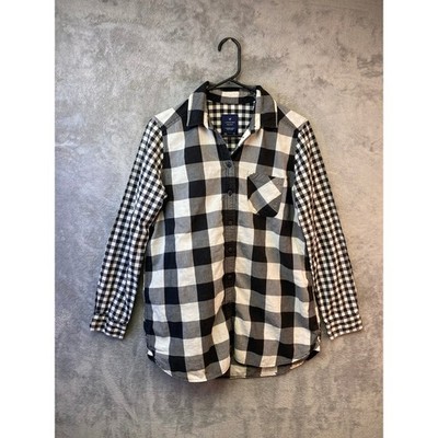 American Eagle Outfitters Black White Buffalo Plaid Jegging Shirt Small S