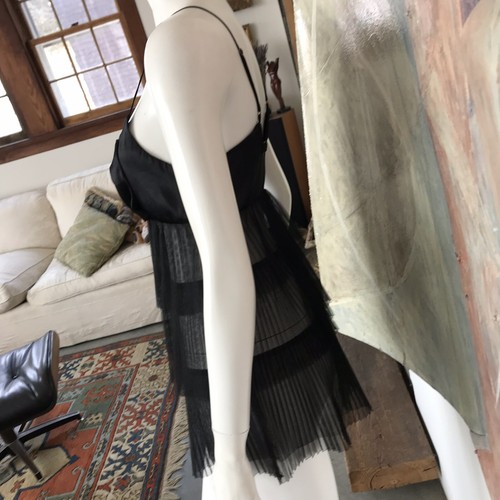 Victoria’s Secret Black Pleated Caimsole Teddy Slip Negligee SZ Small