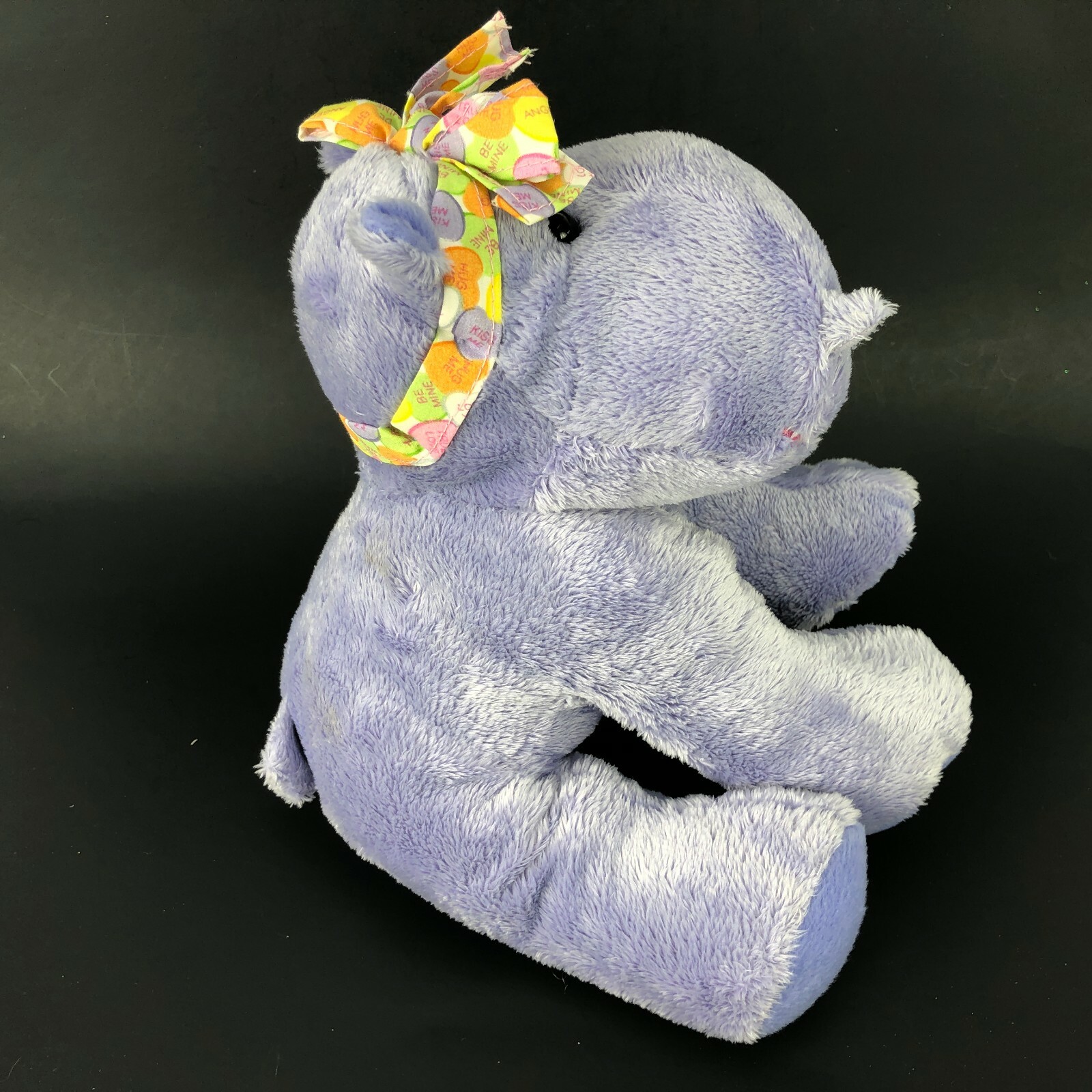 Applause NECCO SWEETHEARTS CANDY Purple Plush Lady Hippo Stuffed Toy 2007 Easter
