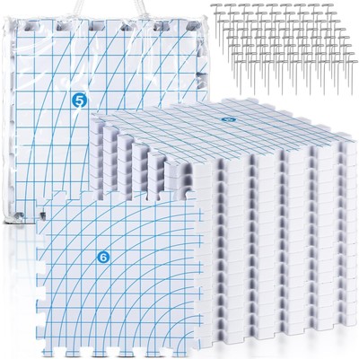Threehoney 16 Pcs Thick Blocking Mats for Knitting Interlocking Blocking Boar...