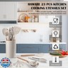 HaWare Kitchen Cooking Utensils Set, 23-Piece Silicone Kitchen Utensils Spatula Set with Holder, Heat Resistant Wooden Handle Kitchen Gadget for Nonstick Cookware, Food-grade Turner Spoon Sets (Khaki)