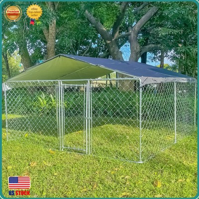10x10FT Metal Dog Cage Kennel Outdoor Playpen Exercise Fence Play Large Pen Run