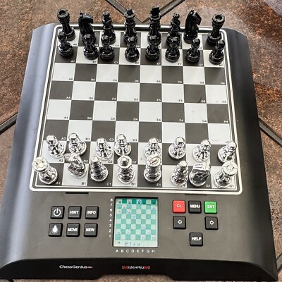 Millennium Chess Genius PRO Digital Electronic Chess Set Black & Silver Chrome