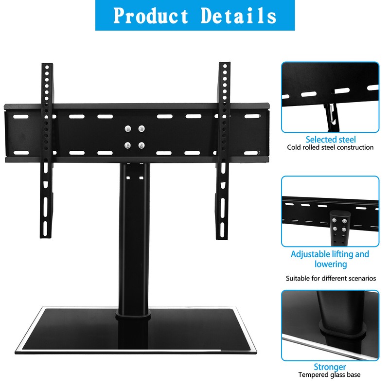 W/swivel Mount For 32-55 Inches Screen Tvs Tempered Glass Ba