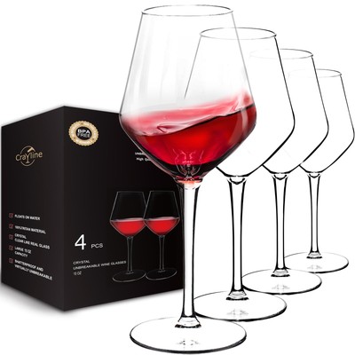Plastic Wine Glasses Set of 415oz |Unbreakable Wine Glasses with Stem|100% Tr...