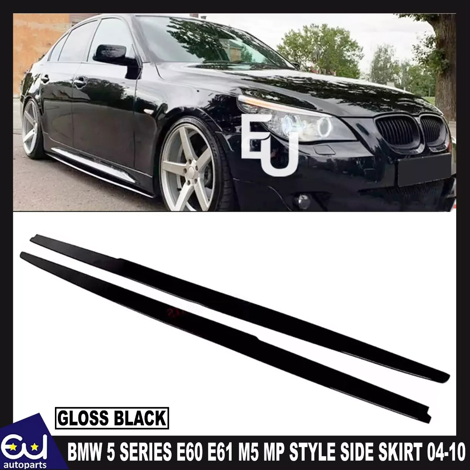 FOR BMW 5 SERIES E60 E61 M5 2004-10 SIDE SKIRT EXTENSION BLADES MP STYLE BLACK