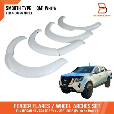 White QM1 Smooth Fender Flares for Nissan Frontier Navara Pickup D23 21-24 4DR 