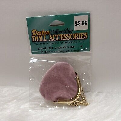 Darice Collectible Doll Accessories Sealed Doll’s Hand Bag Purse Mauve Vintage