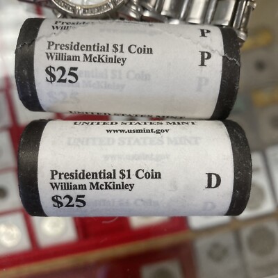 2013 P&D 2 $25 William McKinley Presidential Dollar Rolls U. Mint Rolls Money