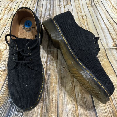 Dr Martens Mens US 10 Oxford Shoes Black Duchess Corduroy 1461 Cork Footed